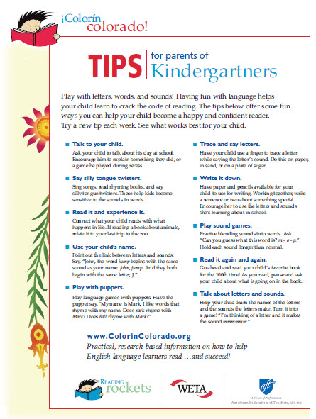 Kindergarten tip sheet