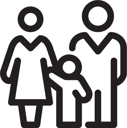 Graphic of two adults and a child.