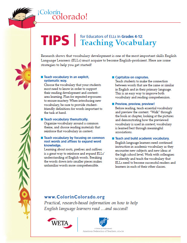 Vocabulary tip sheet