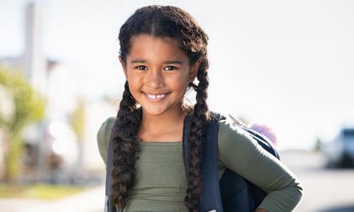 Girl with a backpack