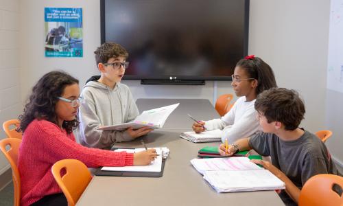 Students debating in class