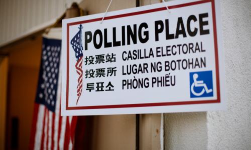 Multilingual election sign