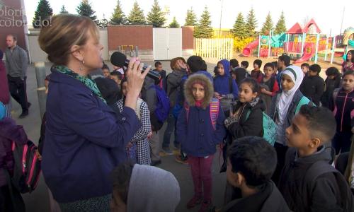 Principal Susan Stanley at recess