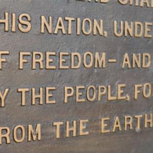 Close up of the pledge of allegiance.