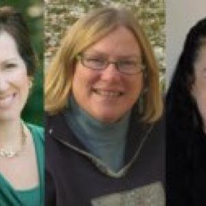 Triptych of three smiling women