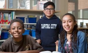 Students in a library
