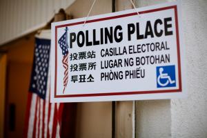 Multilingual election sign