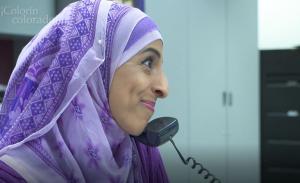 School secretary on the phone