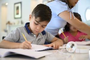 Boy doing homework at home