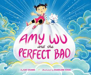 Illustration of Amy Wu sitting on bao