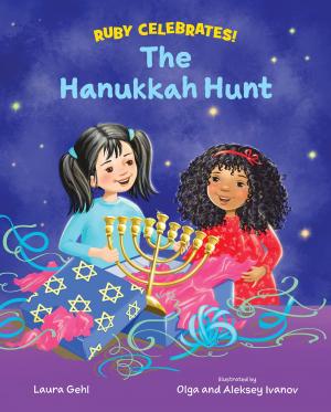 Illustration of two girls looking at a menorah