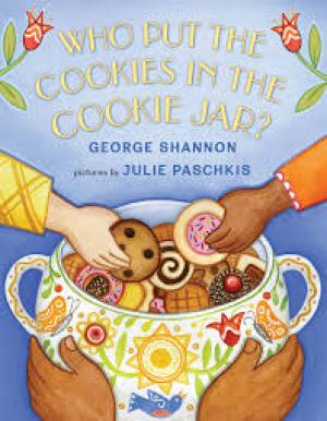 Illustration of hands putting cookies in cookie jar
