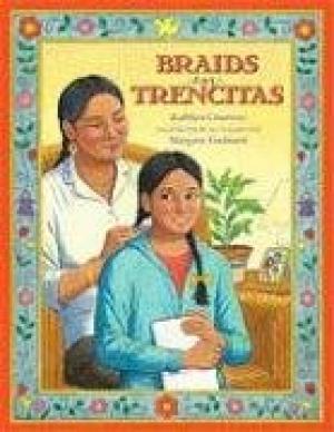 Grandmother braiding girl's hair