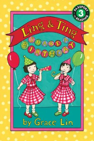 Ling and Ting under birthday banners