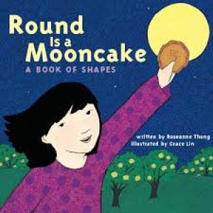 Illustration of young girl holding up a round cake