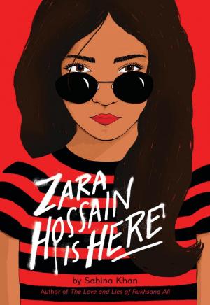 Illustration of teenage girl with sunglasses and black and red striped shirt