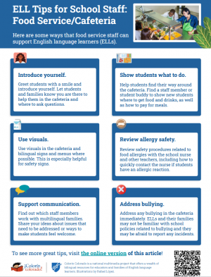ELL Tips for Food Service Workers: Tip Sheet