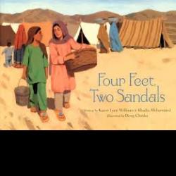 Two girls in a refugee camp