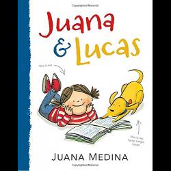 Illustration of young girl and her dog reading a book together