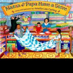 Mama and Papa Have a Store Painting of textiles in family store