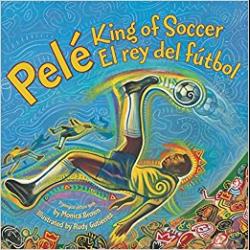 Painting of Pele kicking a soccer ball