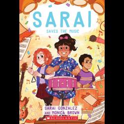 Girl in glasses playing drum while another girl plays triangle and a boy plays drums. Girl in glasses playing drum while another girl plays triangle and a boy plays drums.