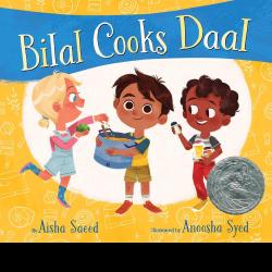 Bilal Cooks Daal Young boy with a pot and his two friends