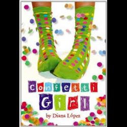 Confetti Girl GIrl with green socks and confetti