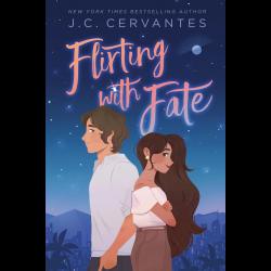 Young man and woman standing back to back against a night sky