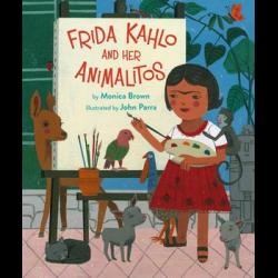 Frida Kahlo and Her Animalitos Illustration of Frida Kahlo painting animals as a young child