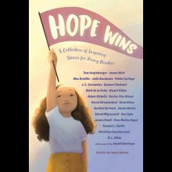 Girl holding up a flag