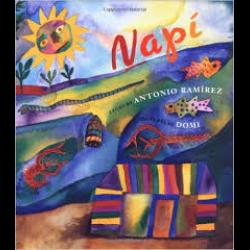 Colorful painting of Mexican countryside