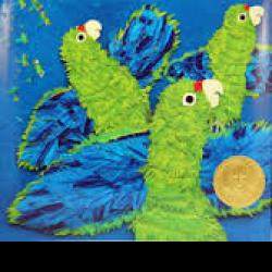 Collage art of parrots flying