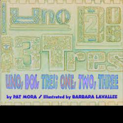 Paintings of the words "Uno, Dos, Tres"