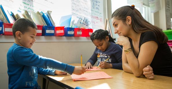 Teacher working with a small group