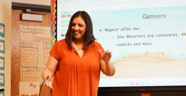 Teacher introducing vocabulary word