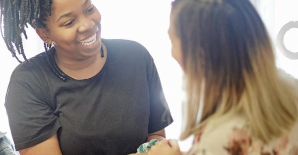 Teacher greeting a parent