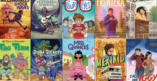 Collage of graphic novels