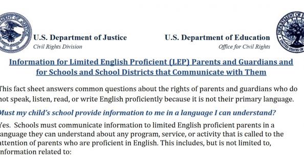 Fact Sheet: Rights of ELL Families (in multiple languages)