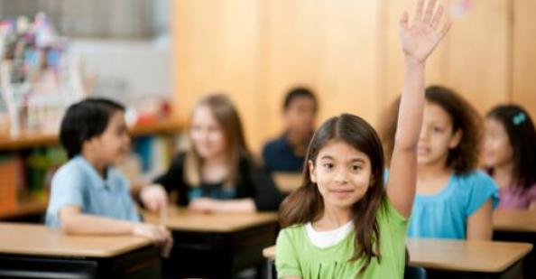 Girl raising her hand
