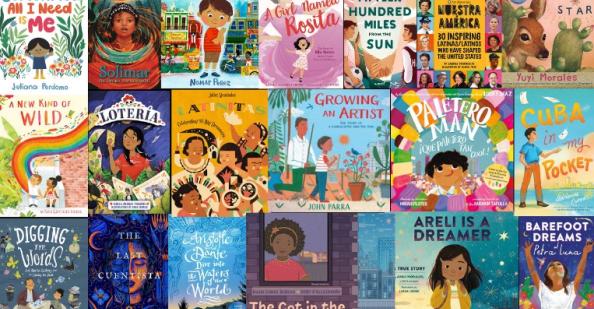 Collage of books highlighting Hispanic Heritage
