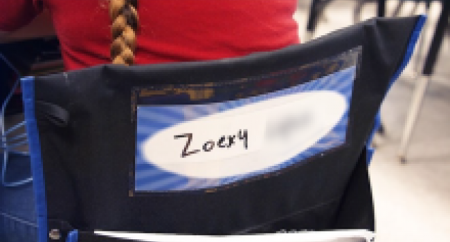 Student name on back of chair