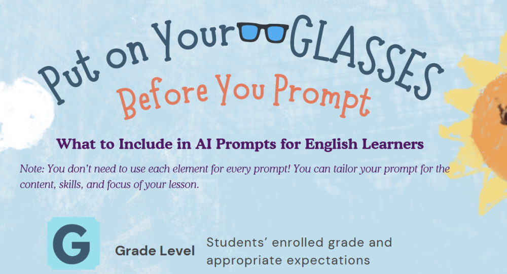 Put On Your GLASSES: Writing AI Prompts for ELLs Best of 2026: New Resources from Colorín Colorado