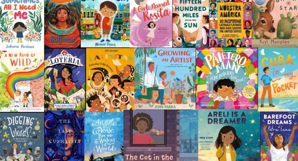 Collage of books highlighting Hispanic Heritage